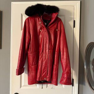 Beautiful Vintage Talk of the Walk Red Leather Coat
